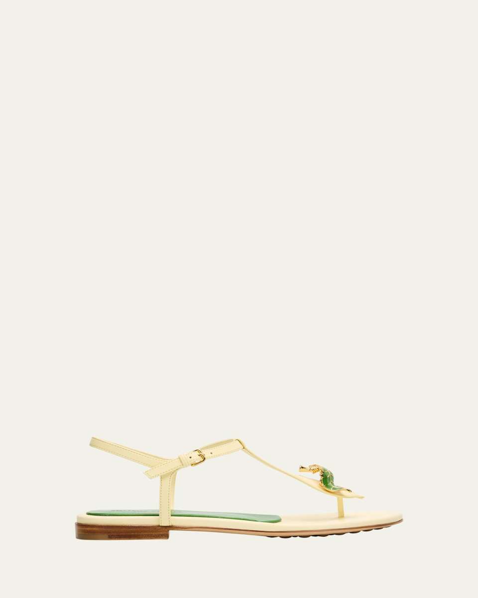 Rana Leaf Strap Leather Thong Sandals